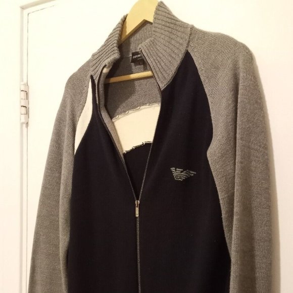 EMPORIO ARMANI - Full zip tri-color cardigan - Sz M-L - Picture 6 of 16